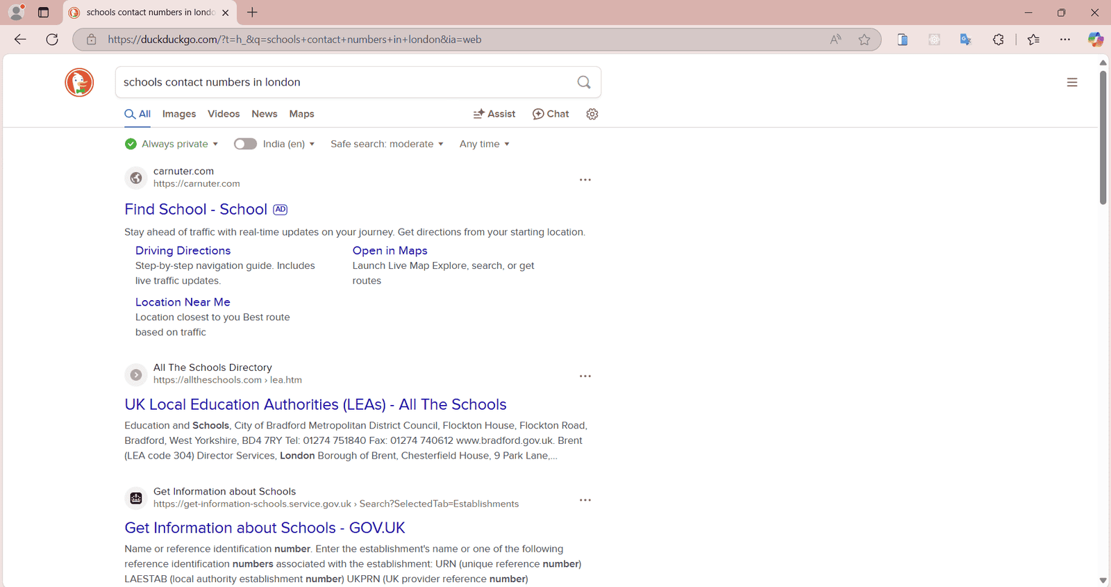 Duck Duck Go Scraper Result